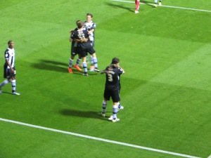 Munari and Hoban both congratulated for the second goal 